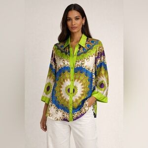 Luisa Spagnoli Vibrant Multicolor Button Down Silk Blouse
